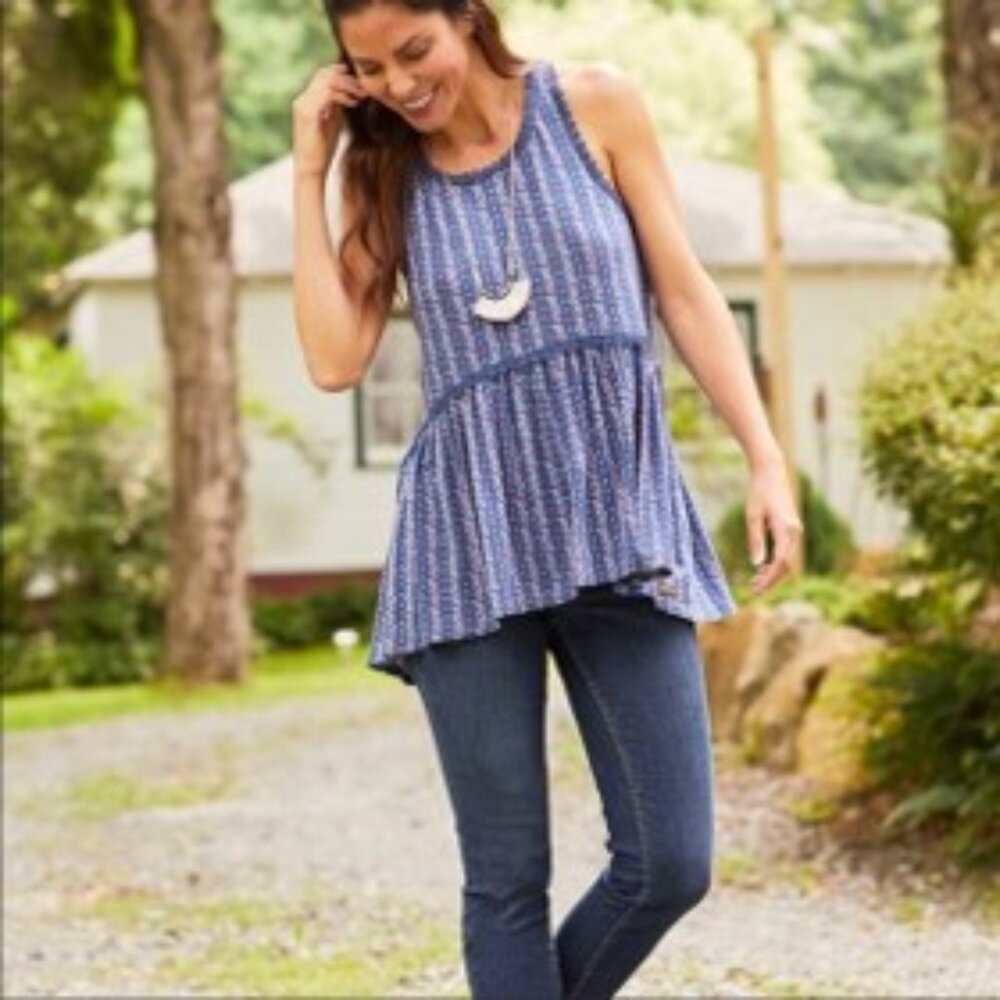 Matilda Jane Beyond the Horizon Floral Babydoll Long Tank Top Shirt Medium NWT - Picture 6 of 8